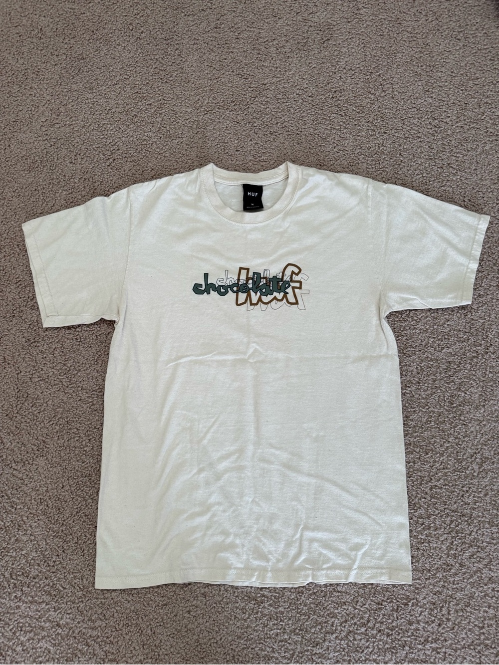 HUF Men's White Logo Graphic T-Shirt